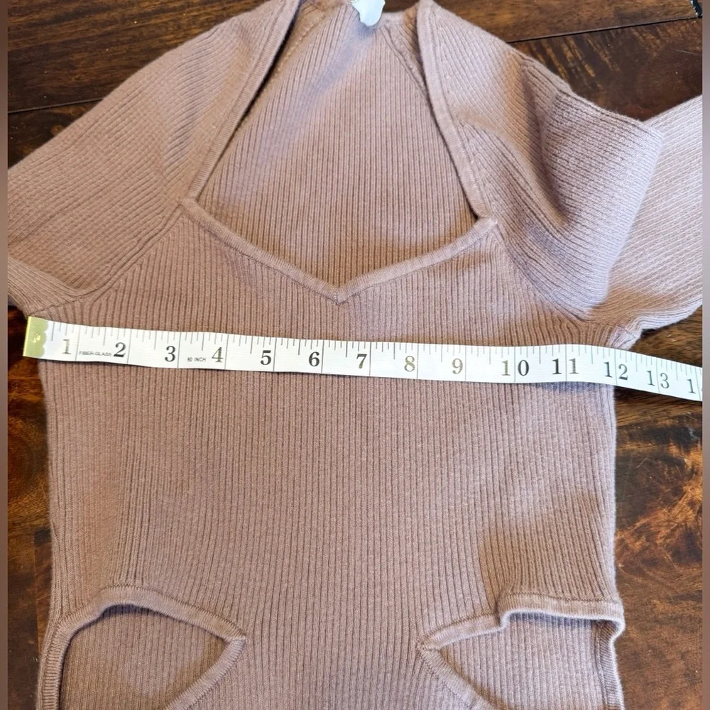 Abercrombie & Fitch Mauve Long Sleeve Bodycon Cut Out Sweater Maxi Dress Sz M